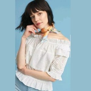 Anthropologie Eri + Ali White Off The Shoulder top